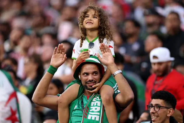 Algeria fans cheer in the stands during the FIFA World Cup 2026 Group J match between Jordan and Algeria at San Francisco Bay Area Stadium
