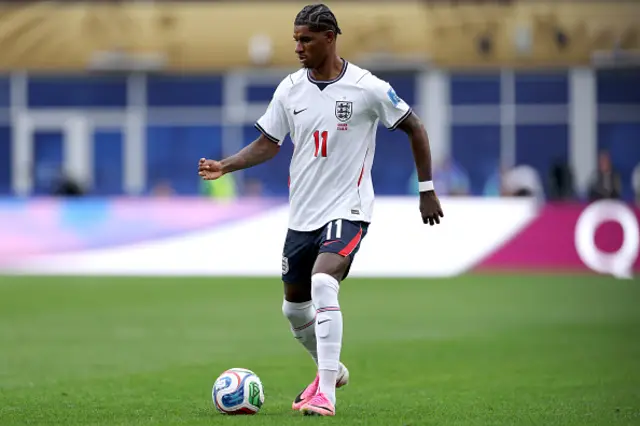 Marcus Rashford #11 of England controls the ball