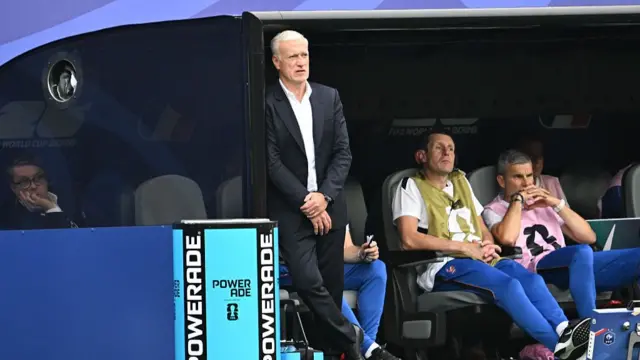 Didier Deschamps of France looks on during the FIFA World Cup 2026 Group I match between France and Iraq on June 22nd, 2026 at Philadelphia Stadium in Philadelphia, PA