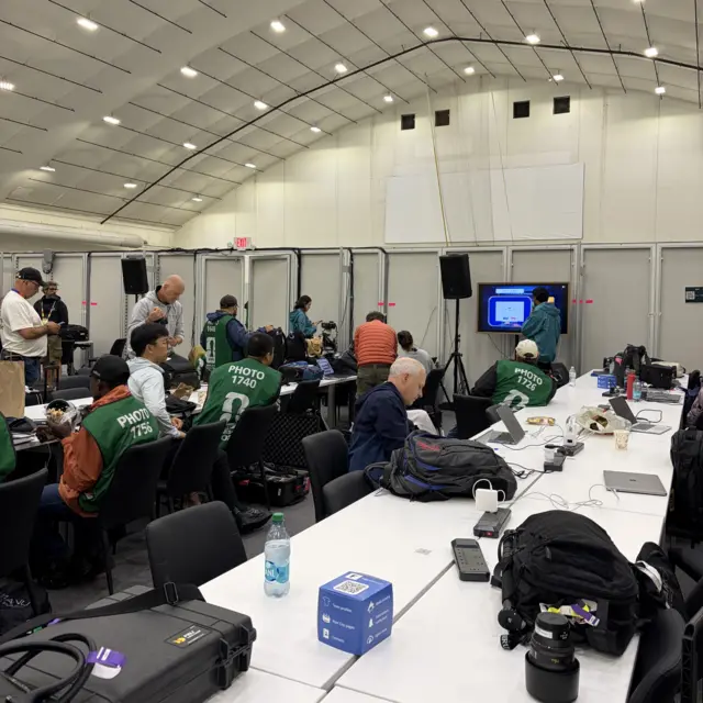 Press room at Boston Stadium