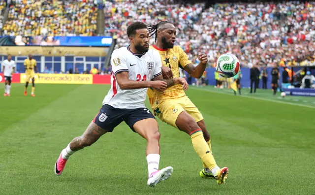 England's Reece James and Ghana's Antoine Semenyo