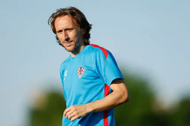 Luka Modric of Croatia looks on during a training session one day ahead of the FIFA World Cup 2026 Group L match.