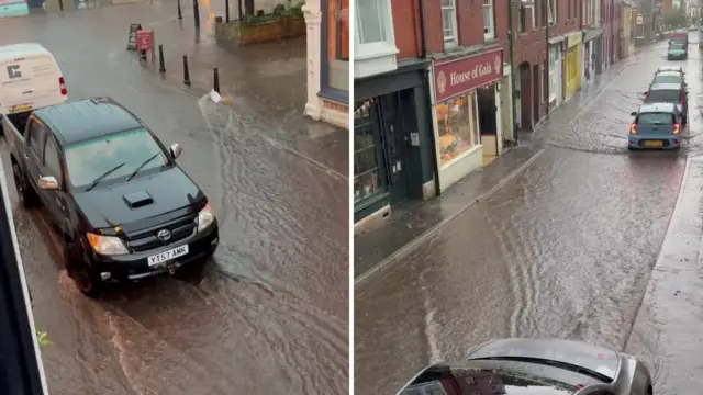 Image showing flooding on a street in Glastonbury Somerset