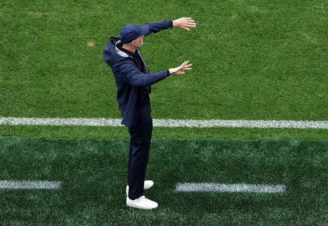 Thomas Tuchel, Manager of England, gestures