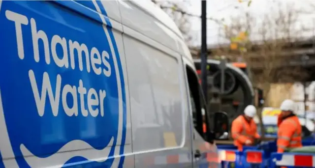 Thames Water van and workers