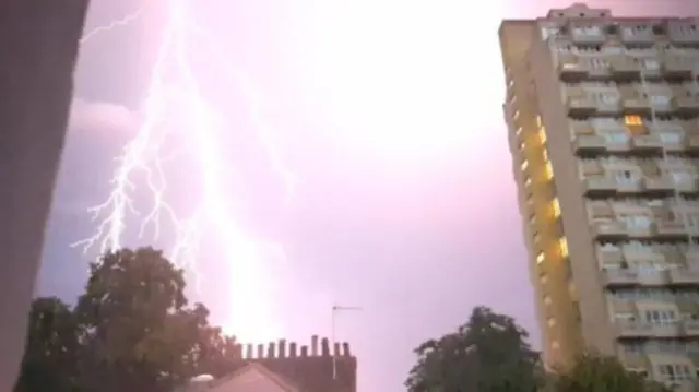 Lightning over Lambeth, greater London, overnight
