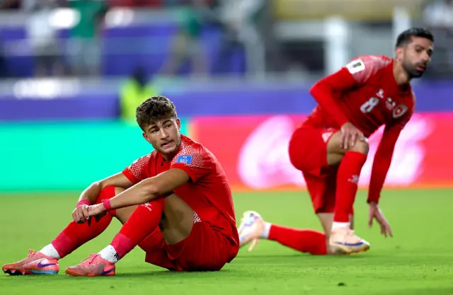 Odeh Fakhoury #11 of Jordan reacts after the 1-2 loss during the FIFA World Cup 2026 Group J match between Jordan and Algeria at San Francisco Bay Area Stadium