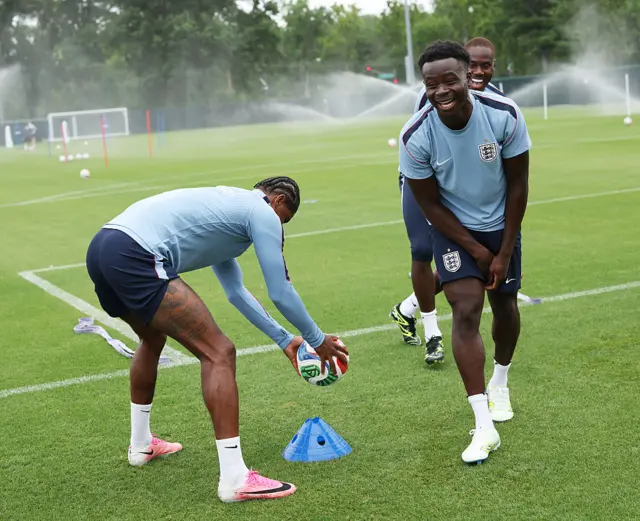 Bukayo Saka training with England