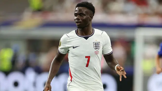 Bukayo Saka #7 of England during the FIFA World Cup 2026 Group L match between England and Croatia at Dallas Stadium on June 17, 2026 in Dallas, United States.