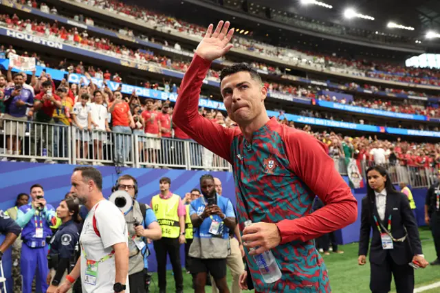 Cristiano Ronaldo #7 of Portugal applauds fans