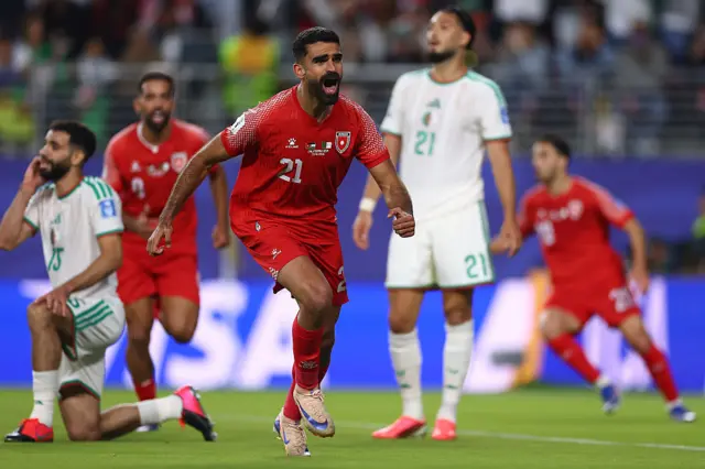 Nizar Alrashdan #21 of Jordan celebrates scoring his team's first goal during the FIFA World Cup 2026 Group J match between Jordan and Algeria