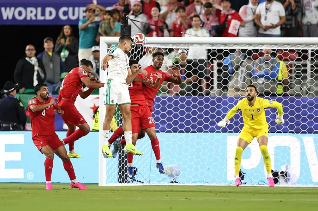 Nadhir Benbouali #12 of Algeria scores his team's first goal during the FIFA World Cup 2026 Group J match between Jordan and Algeria at San Francisco Bay Area Stadium