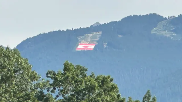 Canada flag in the hills