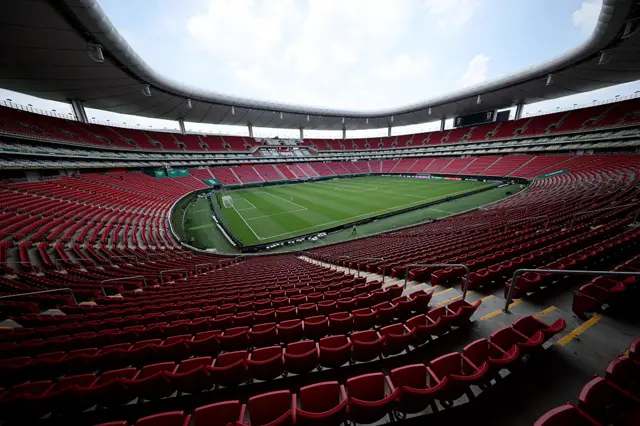 A wide view of Estadio Akron