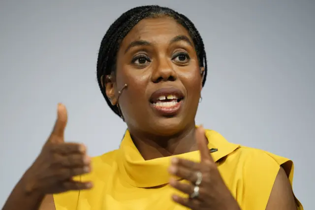 Conservative Party leader Kemi Badenoch speaking during a fireside chat at the Alliance for Responsible Citizenship (Arc) annual conference at Olympia London