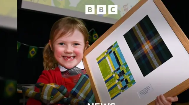 The Spirit of Brazil tartan was designed by six-year-old Indie Menzies from Largs.