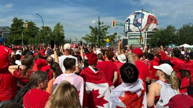 Canada fans prepare to march from here the nearby stadium