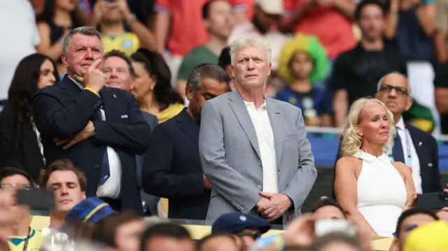 Everton manager David Moyes watches on
