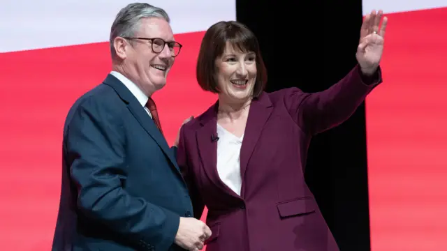 Keir Starmer and Rachel Reeves on stage at an event