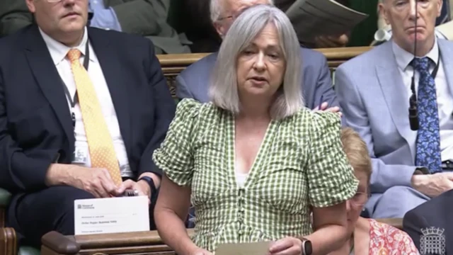 Liz Saville Roberts stood up in the Commons delivering her question