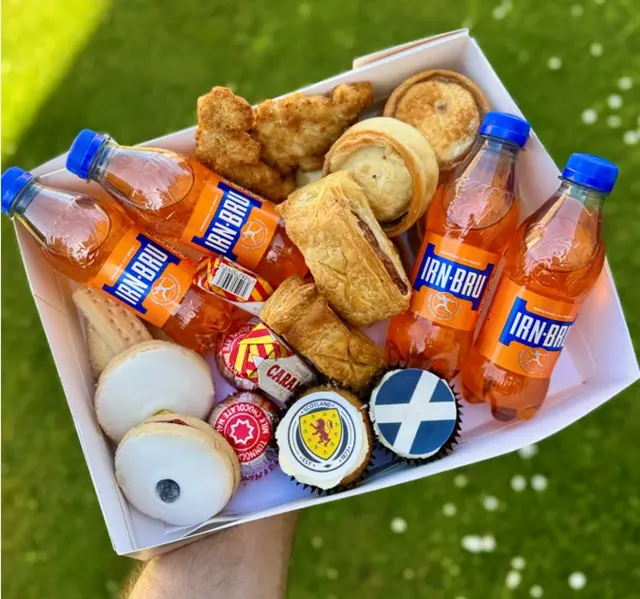 The Bald Baker's World Cup survival box, other fizzy juice is available!