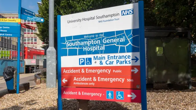 A sign from outside Southampton General Hospital