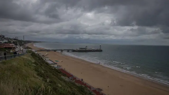 Bournemouth beach on a stormy day