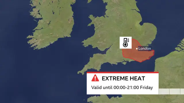 Extreme heat in London on Friday