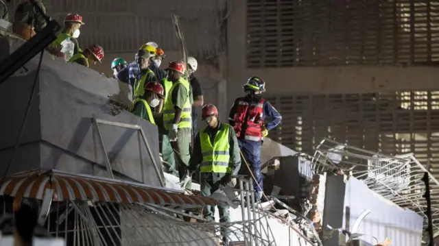 Emergency services searching in Caracas following the earthquakes