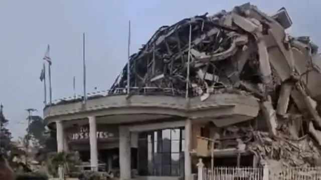 The collapsed Hotel Eduard's in Venezuela