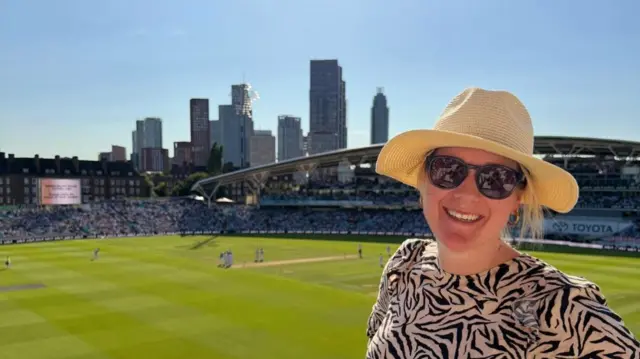 Alice in Surrey watching cricket at The Oval