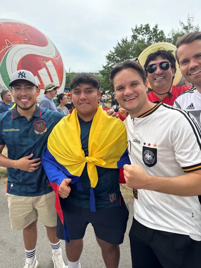German and Ecuador fans in NY fan park