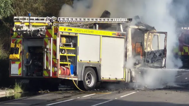 Fire engine on fire