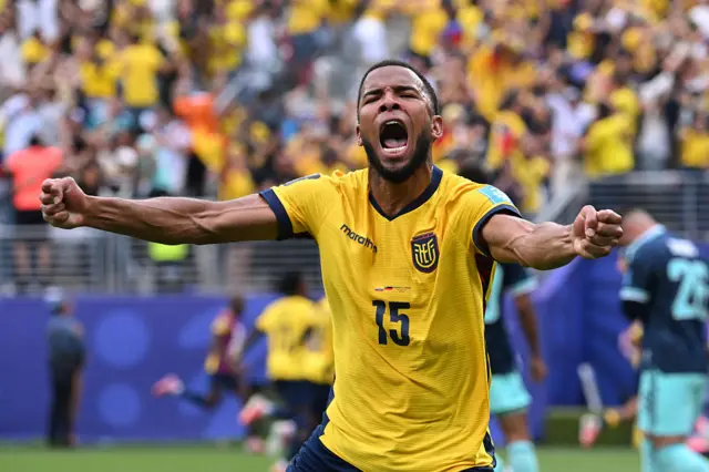 Ecuador celebrate a goal