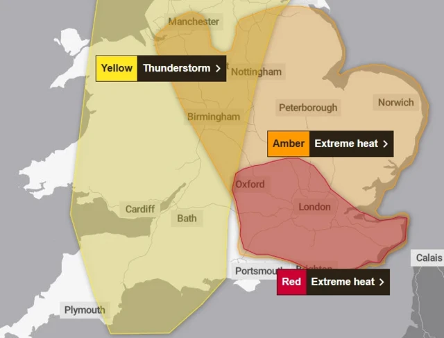 Warning weather map