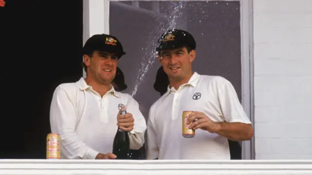 Geoff Marsh and Mark Taylor celebrate