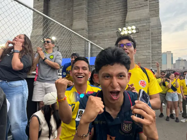 Ecuador fans go wild in New York fan park