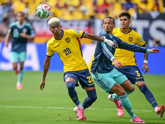 Nilson Angulo of Ecuador and Leroy Sane of Germany battle for the ball