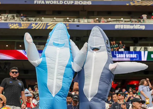 Cabo Verde fans pose for photos