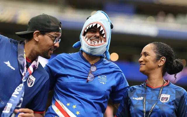Cabo Verde fans pose for photos