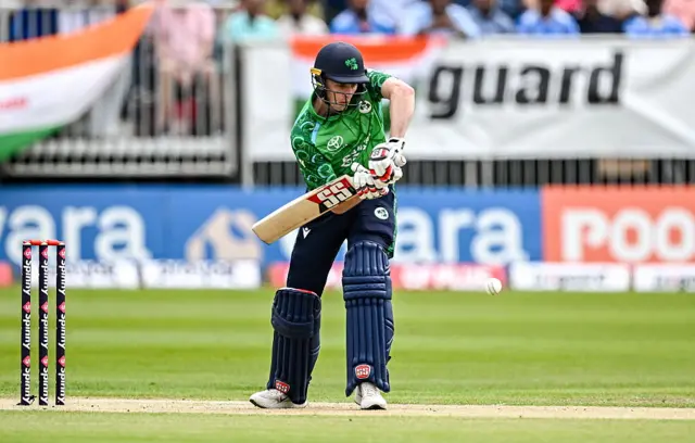 Ireland batter Lorcan Tucker in action against India at Stormont in Belfast.
