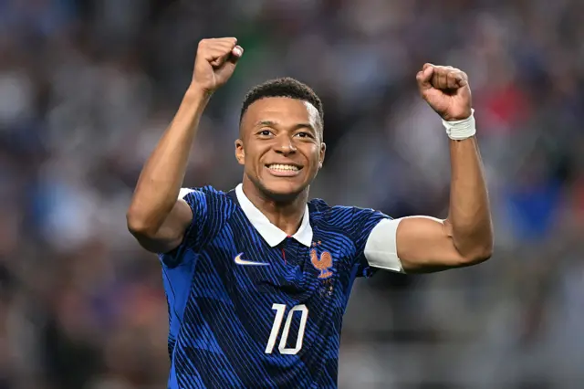 Kylian Mbappe of France celebrates