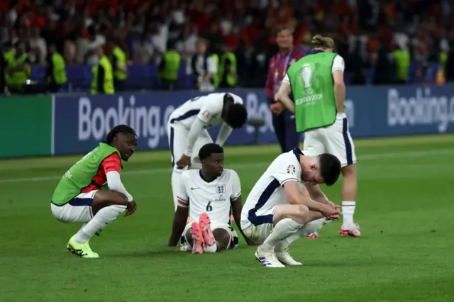 Players of England look dejected following the Euro final defeat