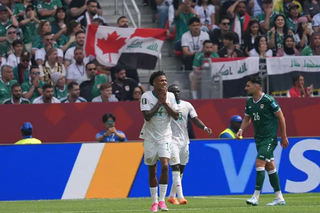 Ismail Jakobs (14) of Senegal gestures