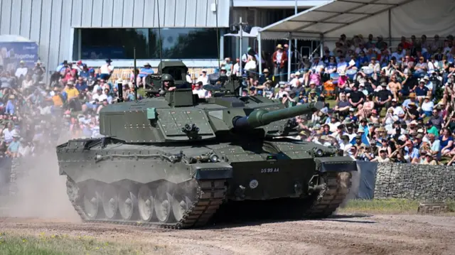 Tank in front of spectators