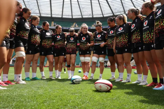 Wales women at their captain's run at Twickenham