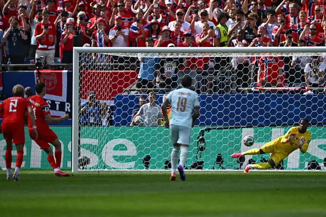 Mike Maignan saves a penalty kick