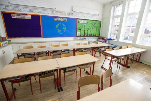 Empty school classroom
