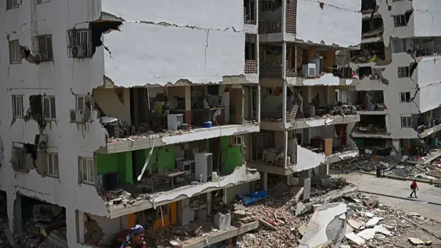 Damaged buildings in La Guaira