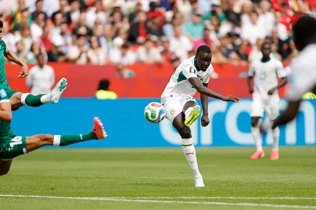 Pape Gueye #26 of Senegal scores his team's third goal